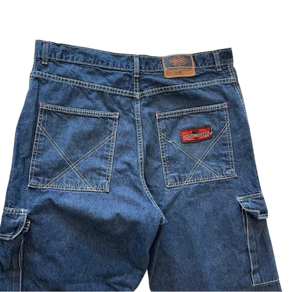 Cross Colours Baggy Blue Denim Jeans - Y2K Streetwear Grunge Skater Pants 38x32 - Picture 3 of 12